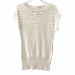 Takeout Cream / Ivory Cap Sleeve Sweater Tunic Top / Mini Dress XL